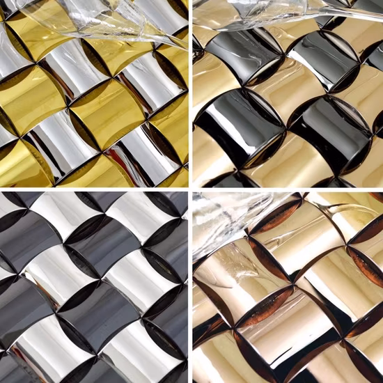 금속 장식이 있는 스테인레스 스틸 3D 아치 모양, Backsplash용 금속 모자이크 벽 타일